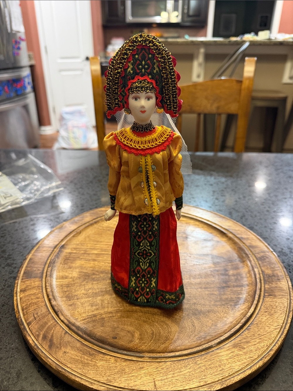 Russian porcelain  doll with kokoshnik headdress